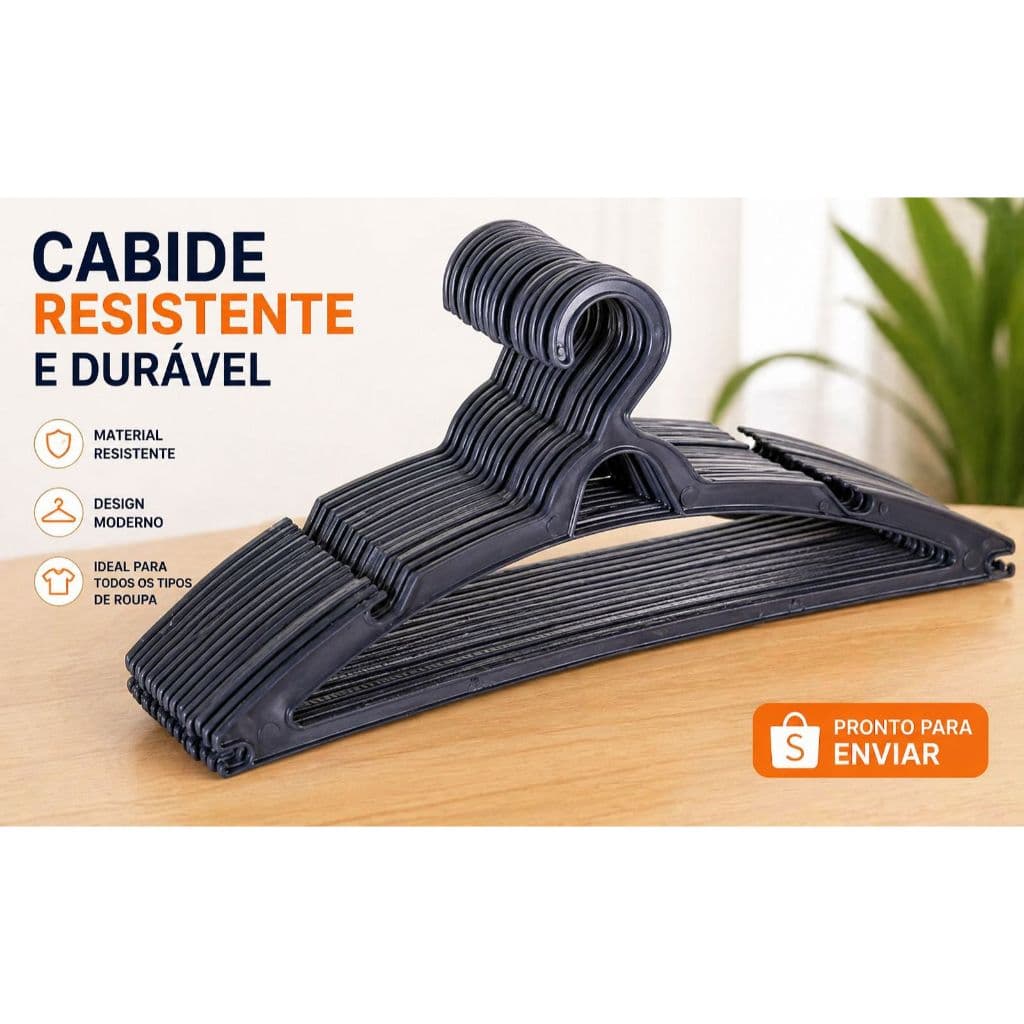 Cabide Adulto Preto Kit 100 - 50 - 40 -30 - 20
