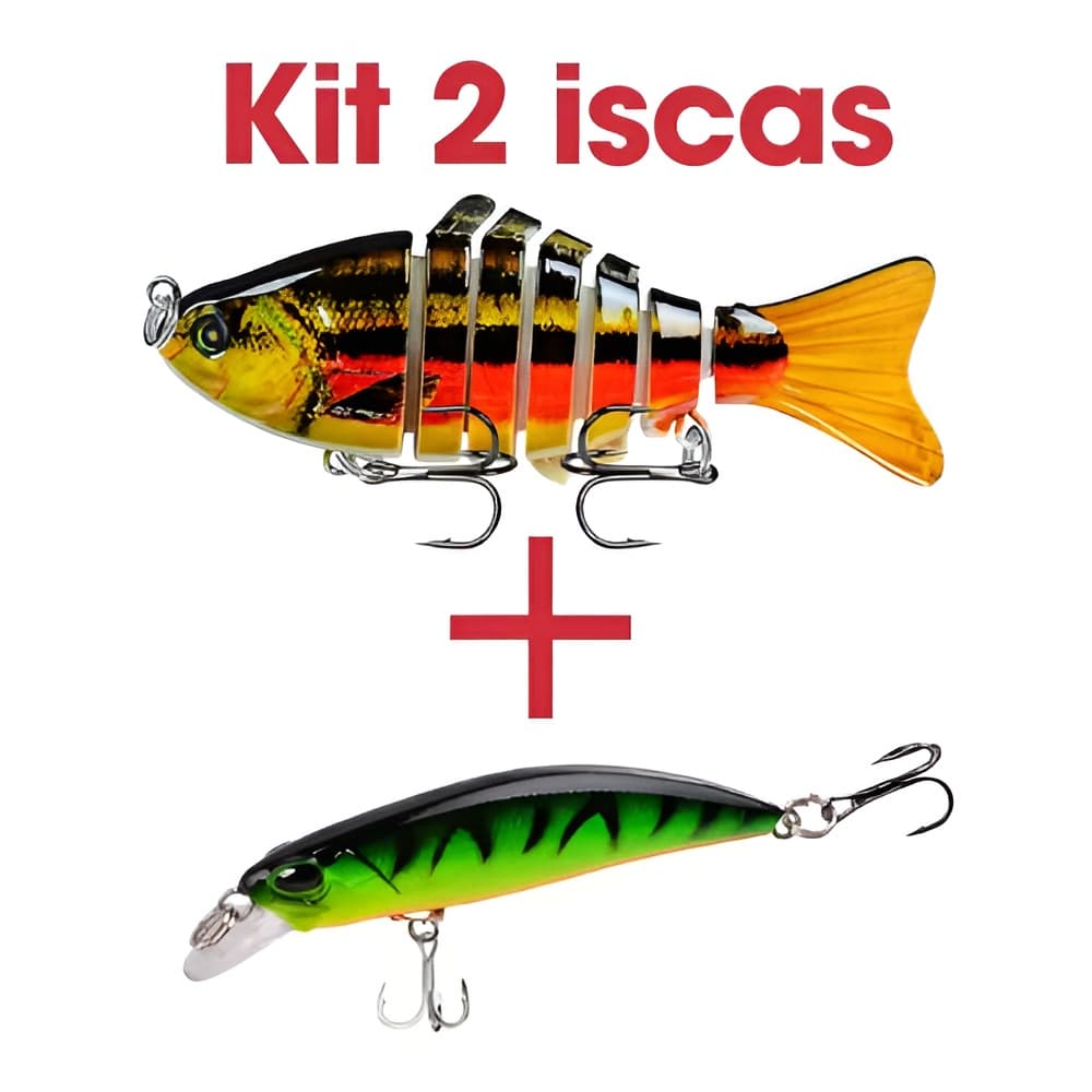 kit 2 iscas - 1 isca artificial lambari articulado 7 segmentos 10cm+ 1 isca Meia Água de 7 cm e 4g