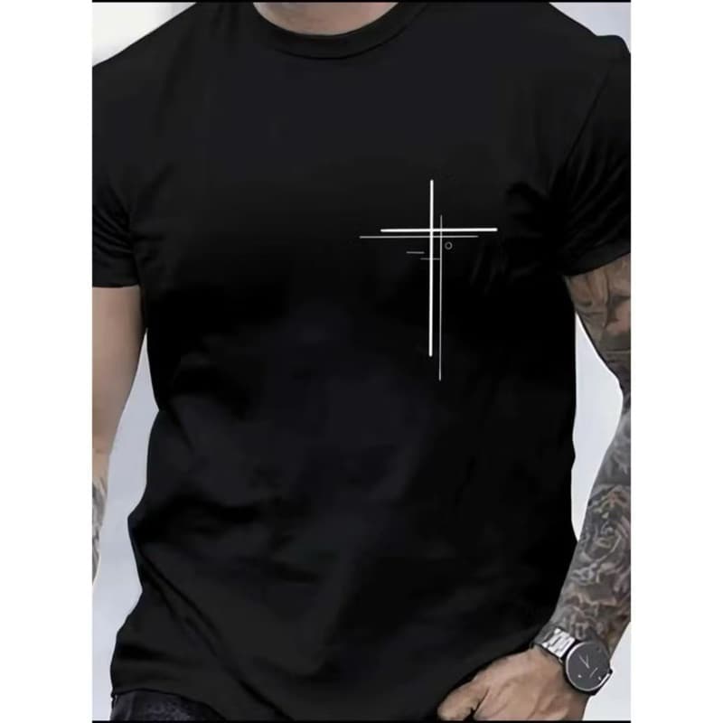 Camiseta blusa masculina cruz dupla religiao cristâo 100% algodao basica