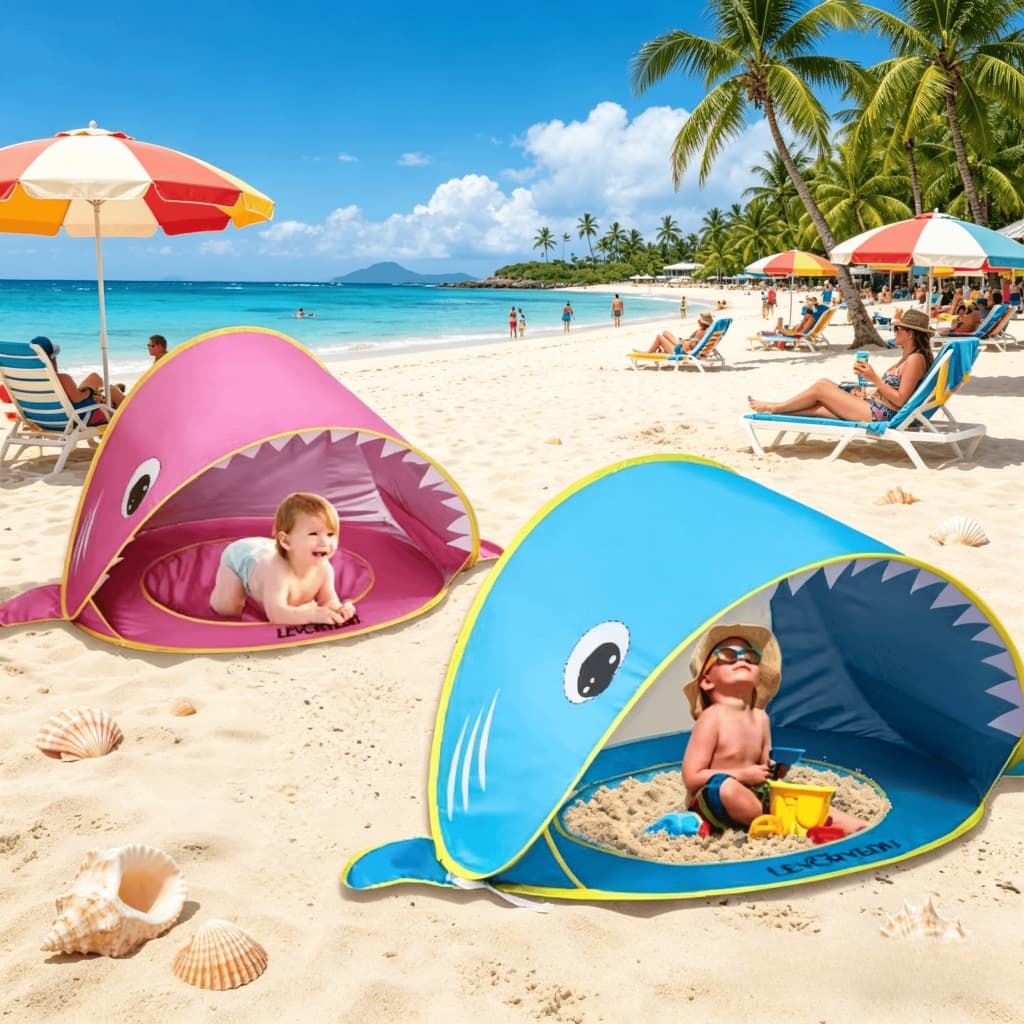Barraca Infantil Dobrável Proteção UV para Praia e Piscina – Tenda Portátil Modelo Baleia