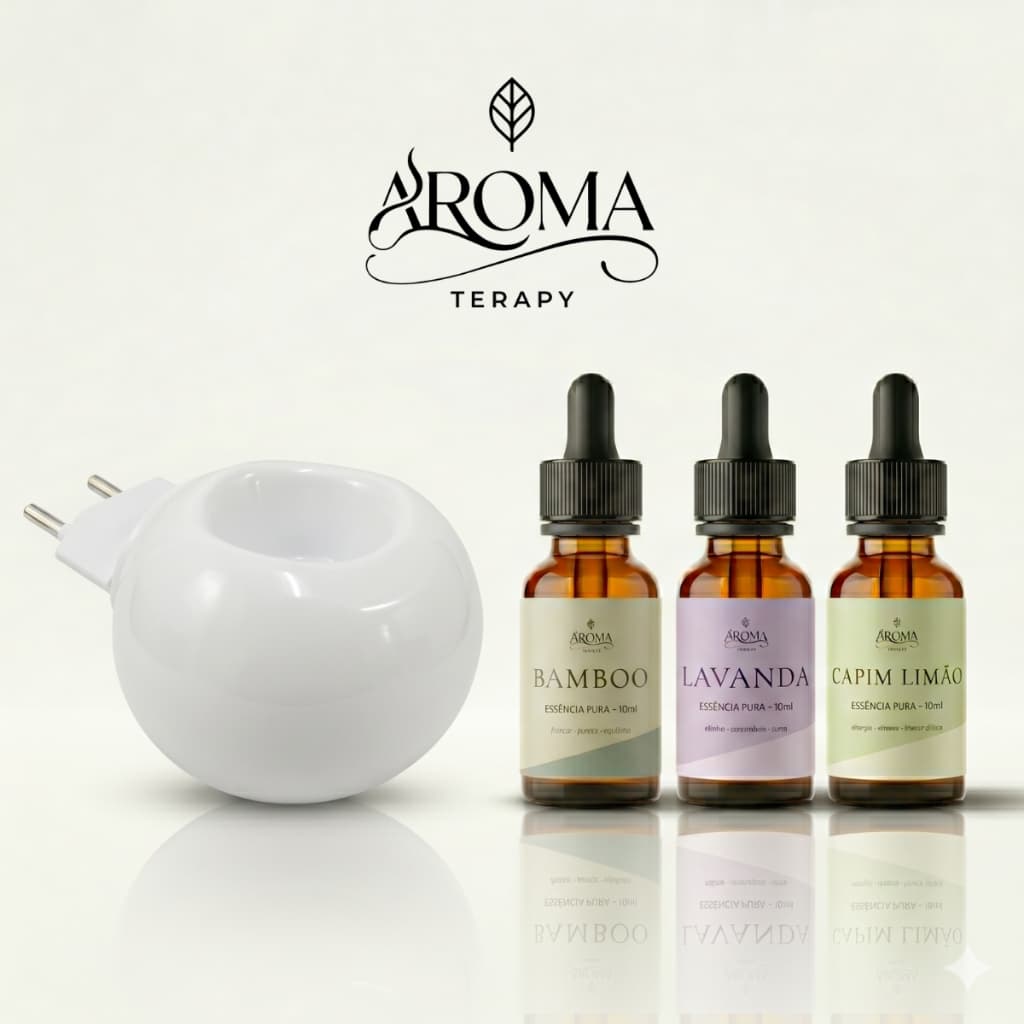 Difusor Aromatizador Elétrico + Essências Pura Aromaterapy - Essências Puras Difusor Elétrico