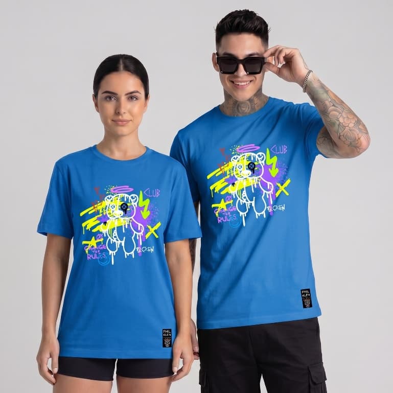 Camiseta Algodão Premium Estampa Urso Anjo Unissex Masculina e Feminina Philklen