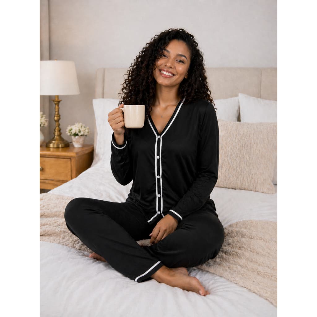 Pijama Americano Blogueira Botão Cirúrgico Pós Parto