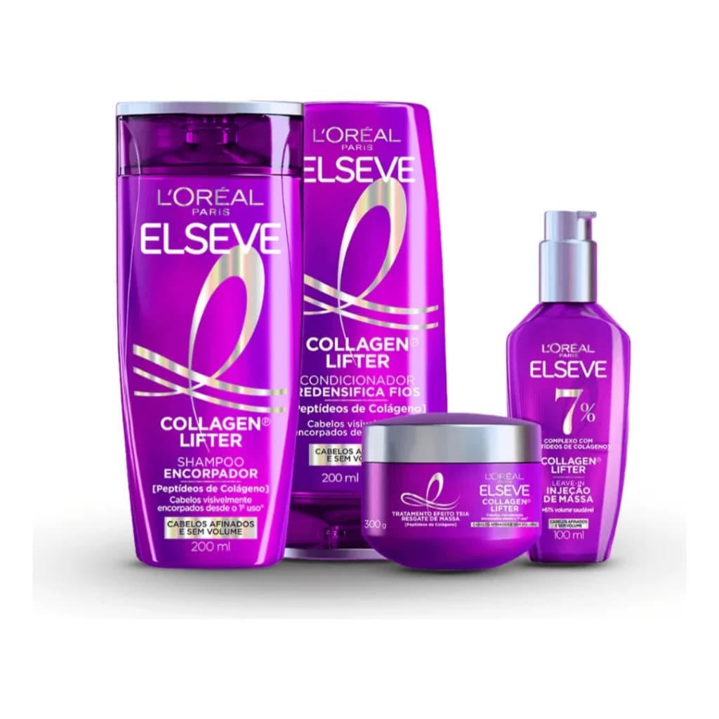 Kit Elseve Collagen Lifter Shampoo+ Condicionador+ Máscara +Leave in 200ml