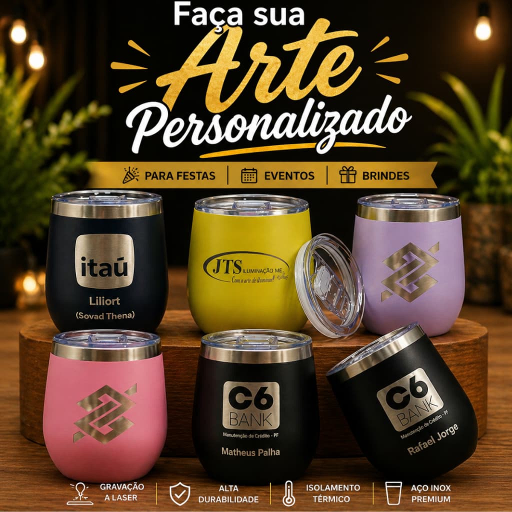 KIT DE COPO CUIA COM tampa  10 PEÇAS PERSONALIZADAS 360 ML