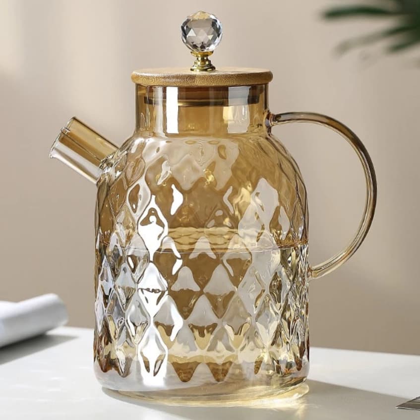Chaleira Bule De Vidro Com Infusor Chá Direto Ao Fogo Resistente Ao Calor 1,8L