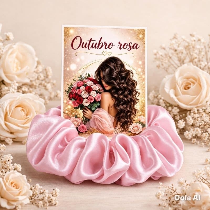 Lembrancinha Outubro Rosa, Xuxinha, Scruchies + Tags Personalizadas, Mimos Clientes.