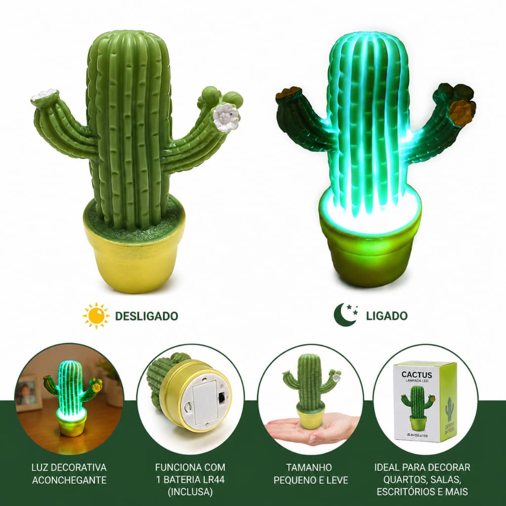 Luminária enfeite CACTO led