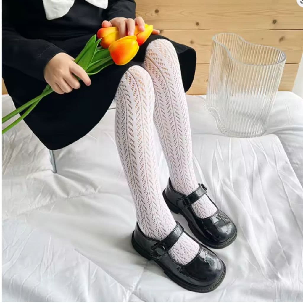 Meia Calça Infantil Menina Chique Festa Preta Branca M11