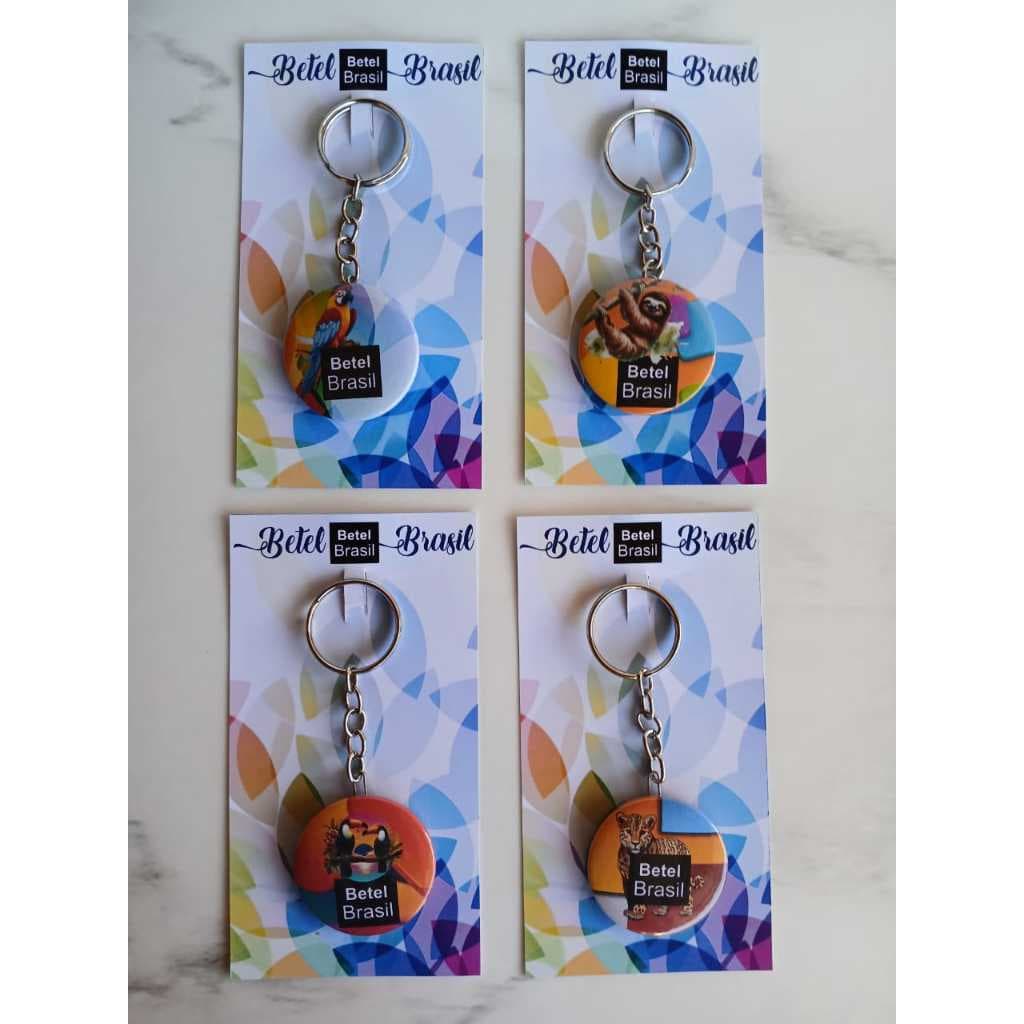 Chaveiro Botton 3,8cm com Card Betel Brasil | Lembrancinha Mimo