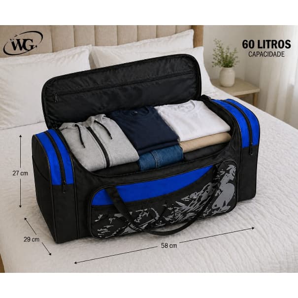 Bolsa Esportiva 60 Litros – Compacta, resistente e ideal para viagens (G) F58#FOX 💼✨
