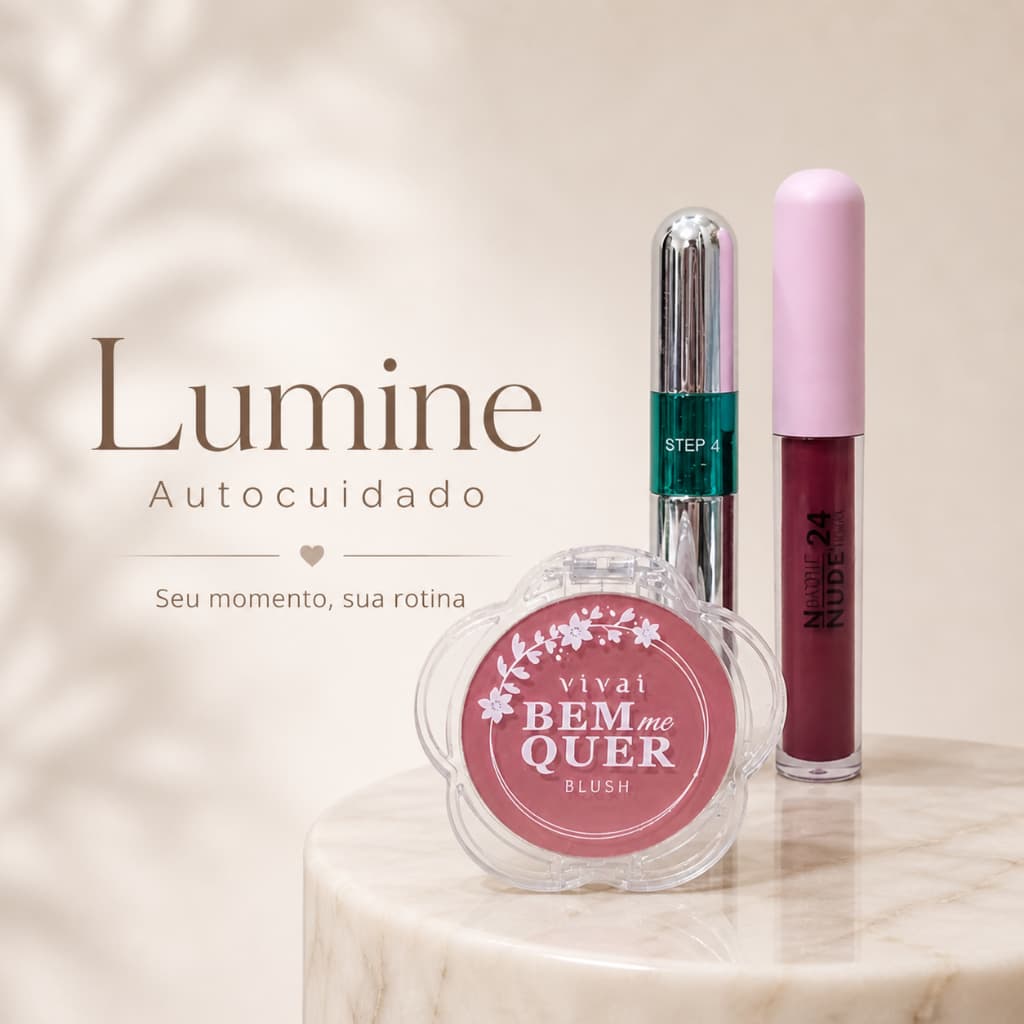 Kit Beleza Essencial Lumine Autocuidado Presente Dia das Mães Kit Maquiagem Natural Presente para Mãe