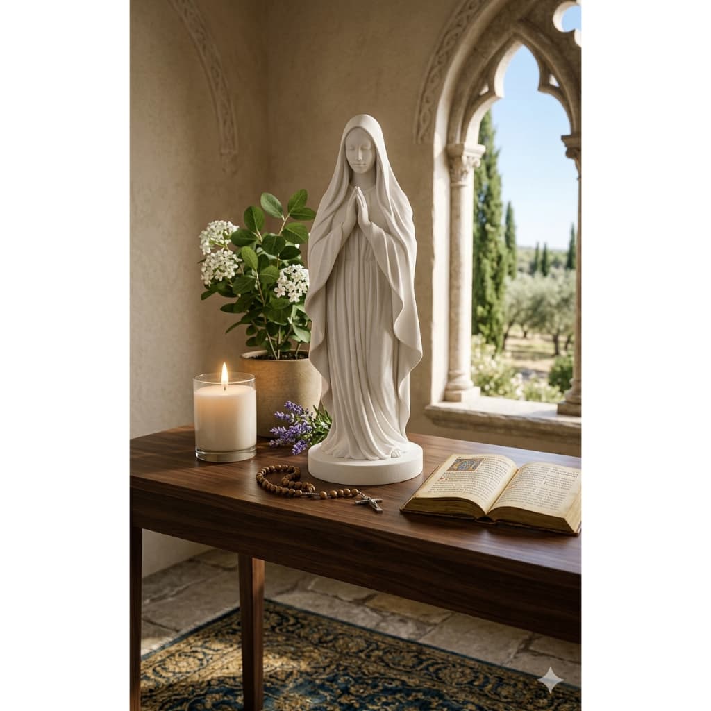 Imagem Nossa Senhora Santa Maria Minimalista Branca Escultura Decorativa Sacra Moderna