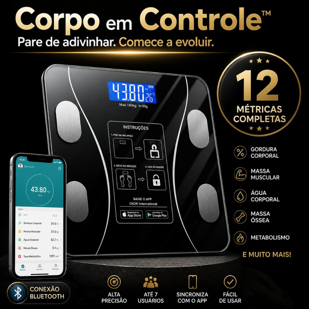 Balança Digital de Bioimpedância Corpo em Controle™140 KG