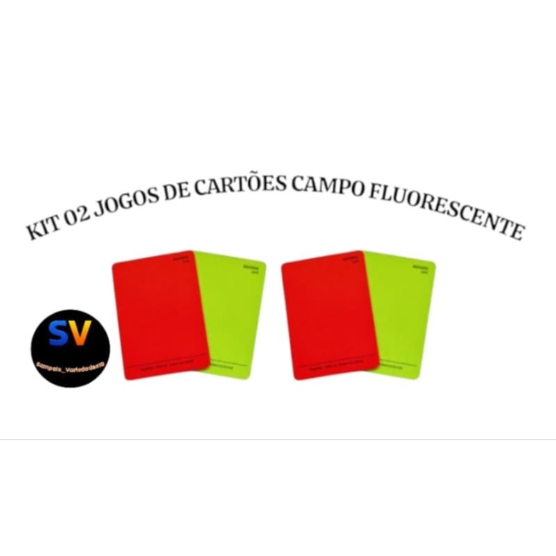 Kit 02 Jogos de Cartões Arbitro Campo Fluorescente