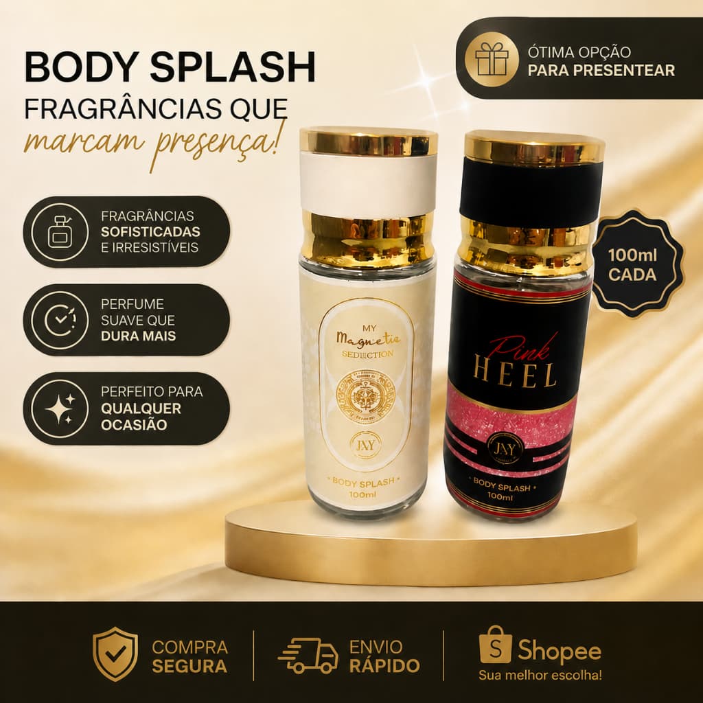 Kit 2 Body Splash Feminino Fixação Prolongada Doce e Sofisticado Promoção Estilo Importado Longa Duração