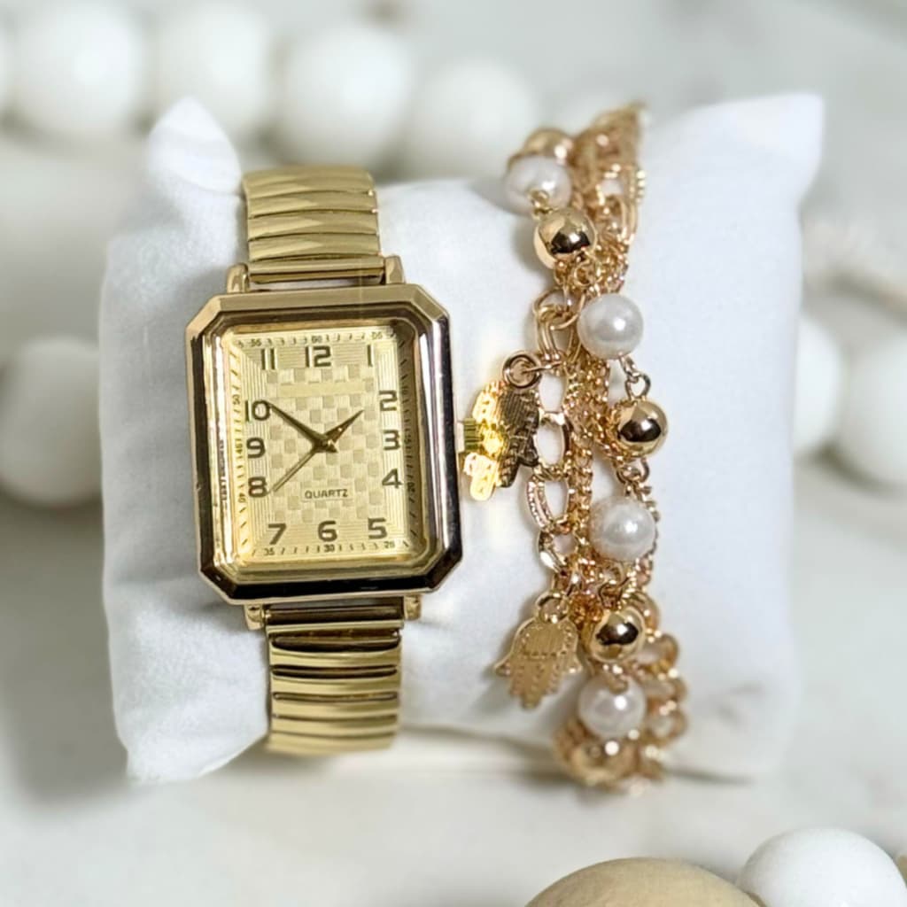 Kit Relógio Feminino+Pulseira Inox Casual Leve e Confortável Presente Elegante Diário Vários Modelos