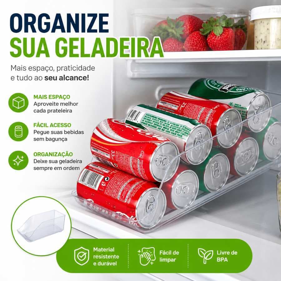 Organizador De Latas Geladeira Cozinha Organização Multiuso Plasutil
