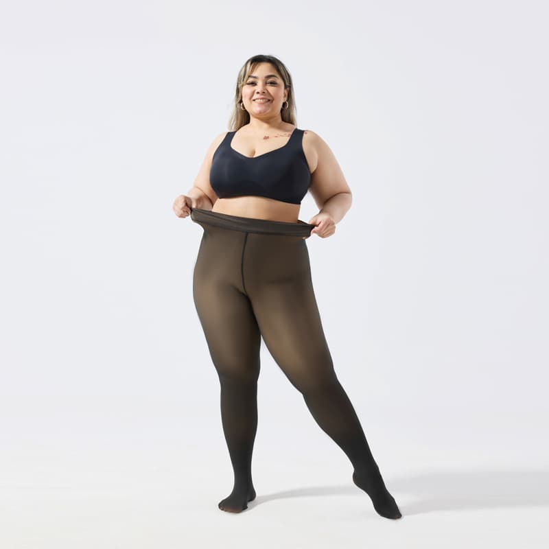 Meia-Calça Térmica Forrada Peluciada Translúcida de Lã Feminina Super Elástica Slim 220g(Meia Calça-01)