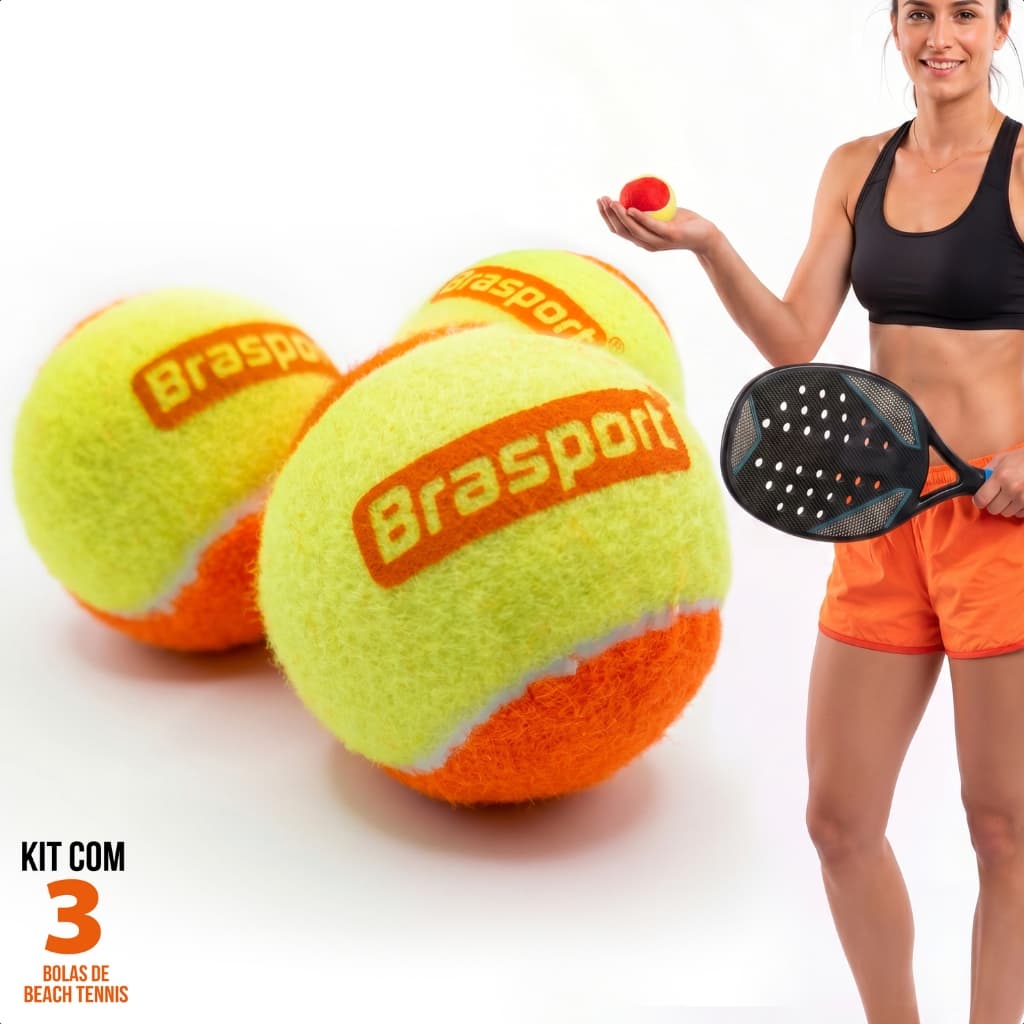Bola Beach Tennis Bolinha Tênis Praia Areia 6cm Resistente Iniciante Profissional Jogo Treino 3 Un