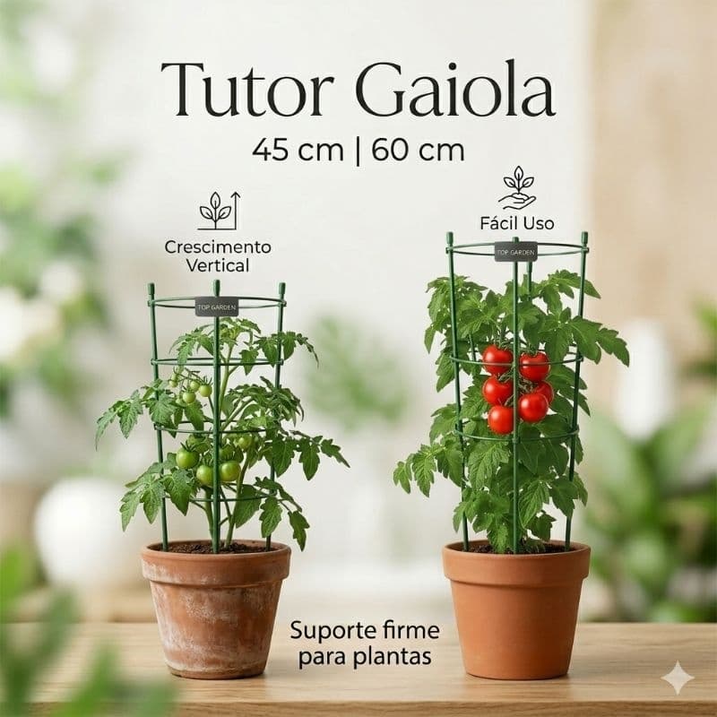 Tutor Gaiola Top Garden 45cm e 60cm Suporte Para Plantas Resistente Fácil Uso Jardim Vaso