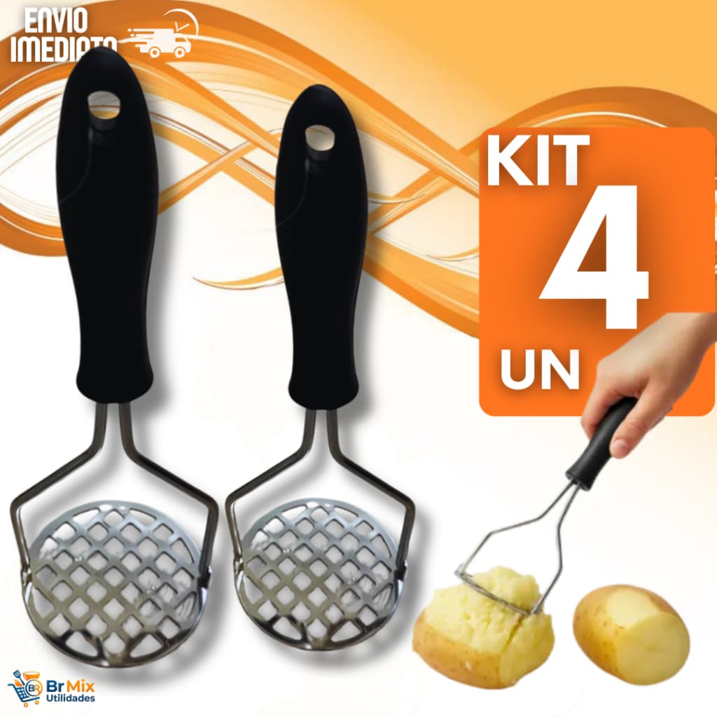 Amassador Batatas Legumes Feijão Mandioquinha Aço Inox Cabo De Plástico Multiuso Utensílios