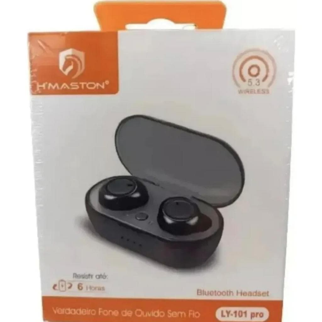 Fone Bluetooth 5.3 H'maston LY-101 Pro TWS Original - Som HD, Bateria 6h e Super Resistente à Água..