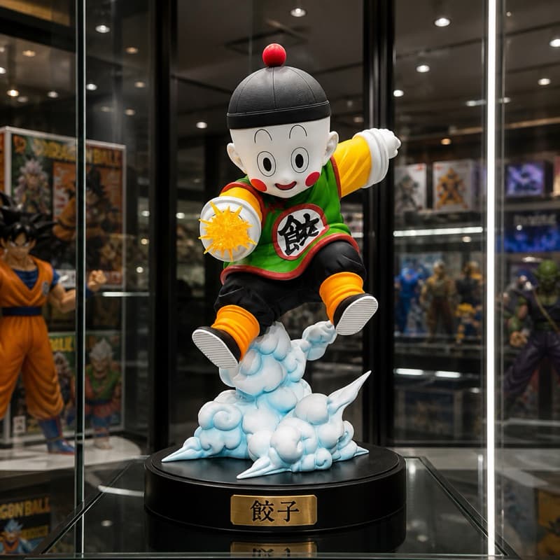 Action figure Chaos 17Cm Chiaotzu Dragon Ball Z Com Nuvem Como Base