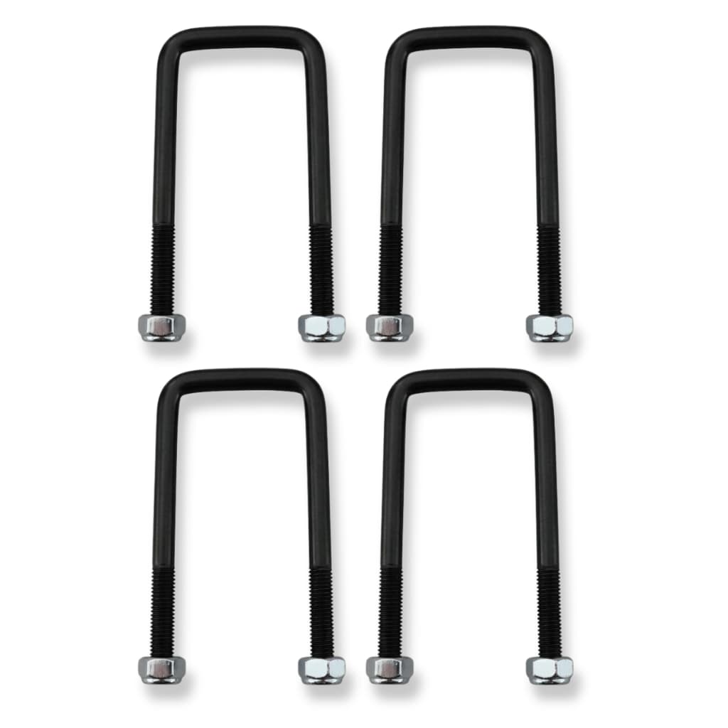 Kit 4 Grampo Para Fixação Feixes De Molas Carretinha Quadrado Com Porcas Autotravantes