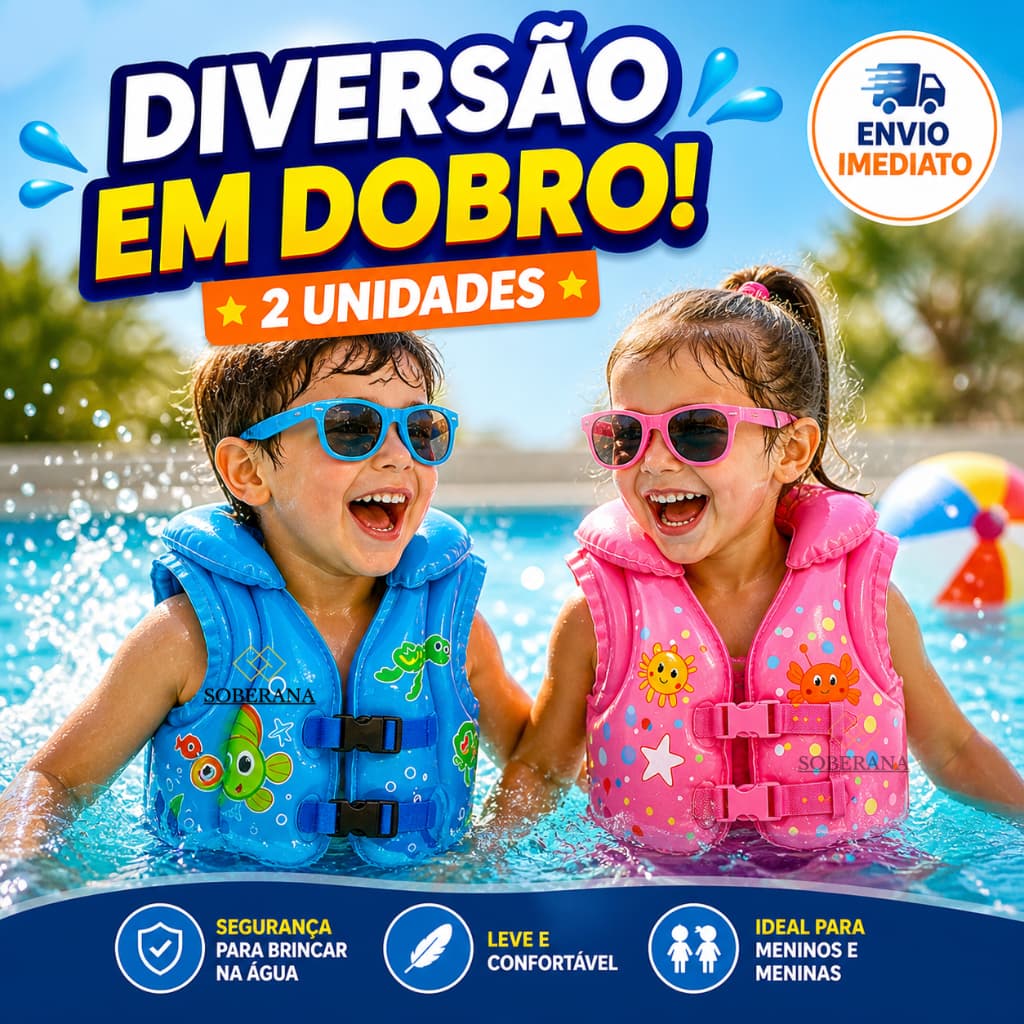 Kit Boia Infantil Colete Inflável Brinquedo Piscina Praia Segurança Menino Menina Verão