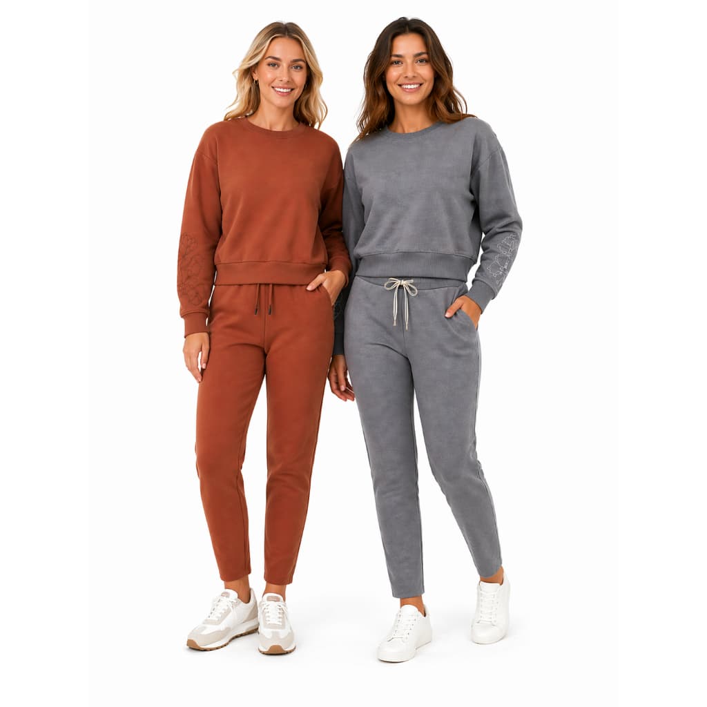 Calça Moletom Feminina Inverno Casual Bolsos Lateral