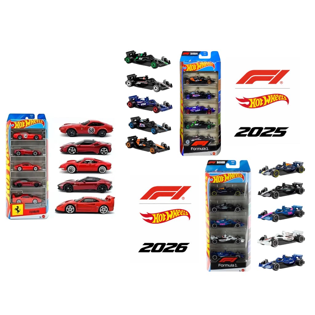 Pack Fórmula 1 Hot Wheels Mattel Original – 5 Carrinhos Escala 1:64 Colecionável