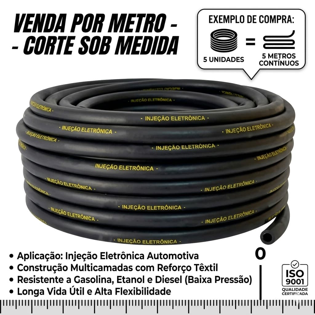 Mangueira Combustivel Injeção Eletrônica Diâmetro interno 8mm PRETA 10 Bar ANTES DE COMPRAR CONFIRA O DIAMETRO CORRETO