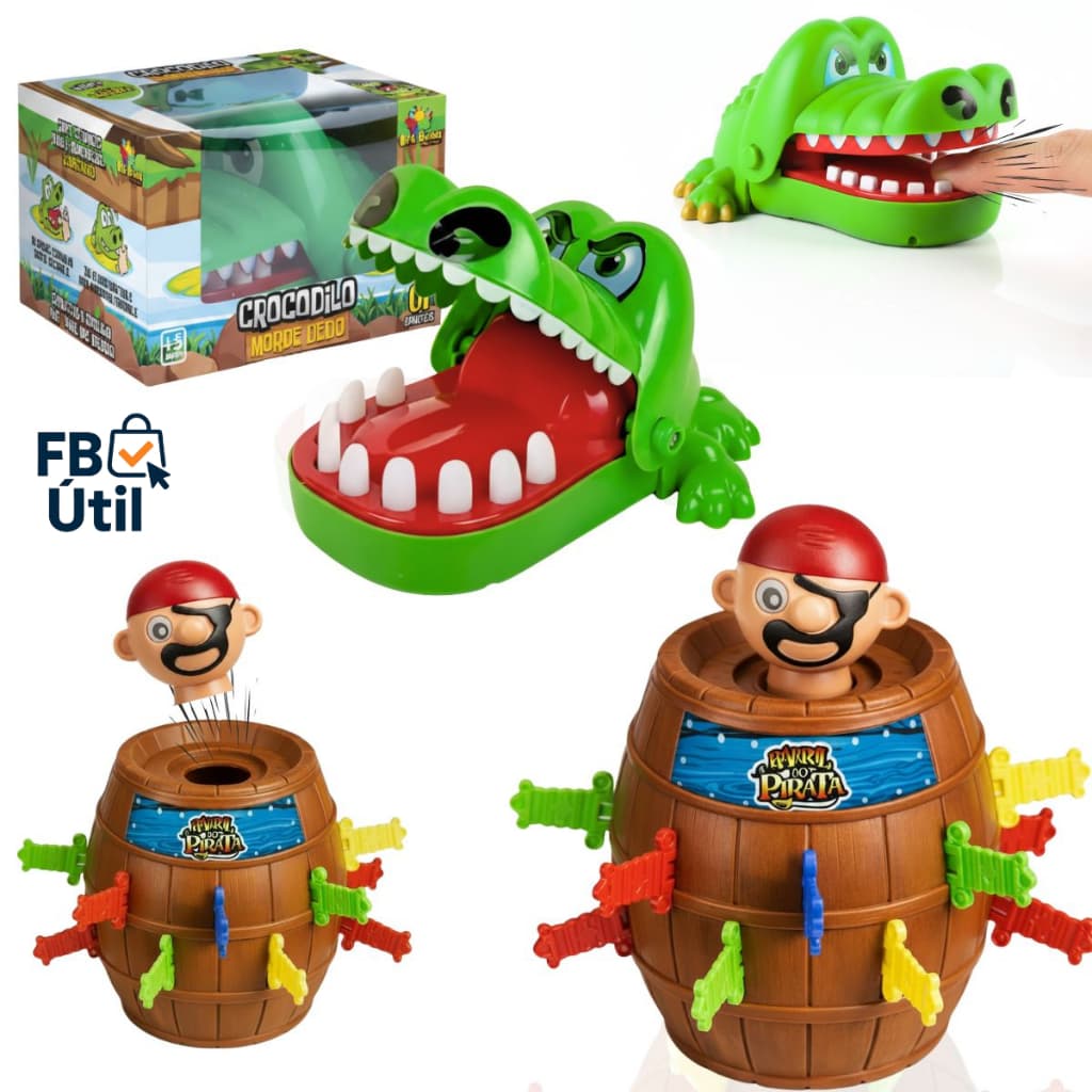 Jogo Barril Pirata, Crocodilo Morde Dedo ou Kit — Brinquedo Infantil