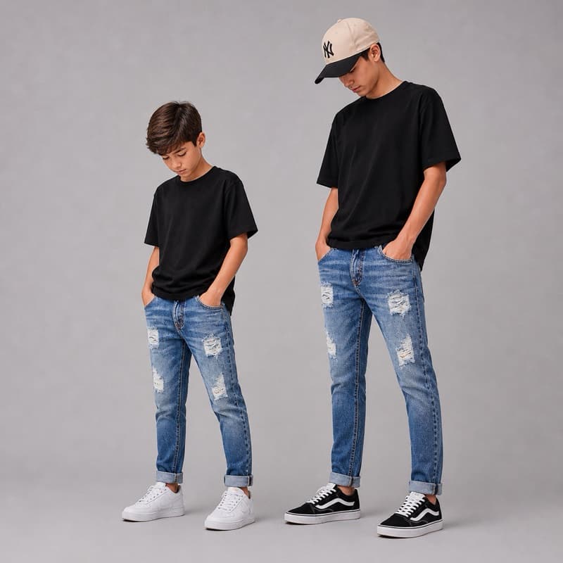 Calça Jeans Infantil Juvenil Menino Skinny 100% Algodão Destroyed