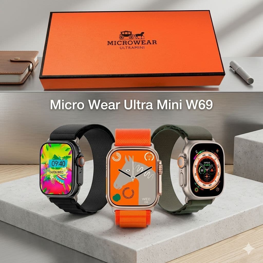 Smartwatch MicroWear Ultra Mini W69/ Amax Ultra 45mm Bluetooth 2 Pulseiras GPS Notificações Fitness iOS Android