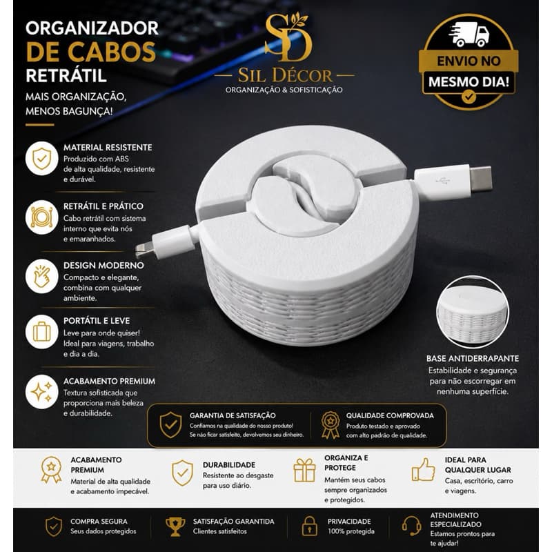 organizador de cabo USB