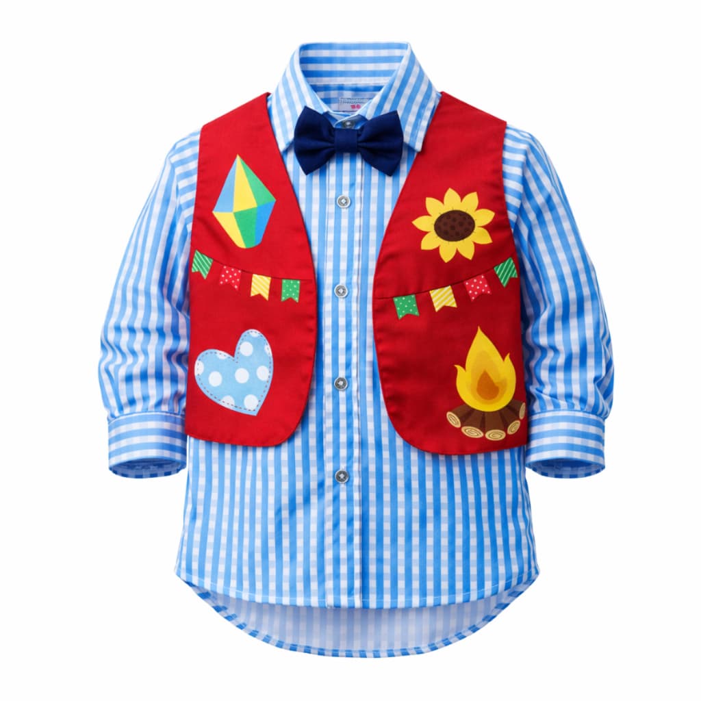 Conjunto Camisa Azul + Colete Infantil Masculino Para Festa Junina Julina Fantasia Caipira