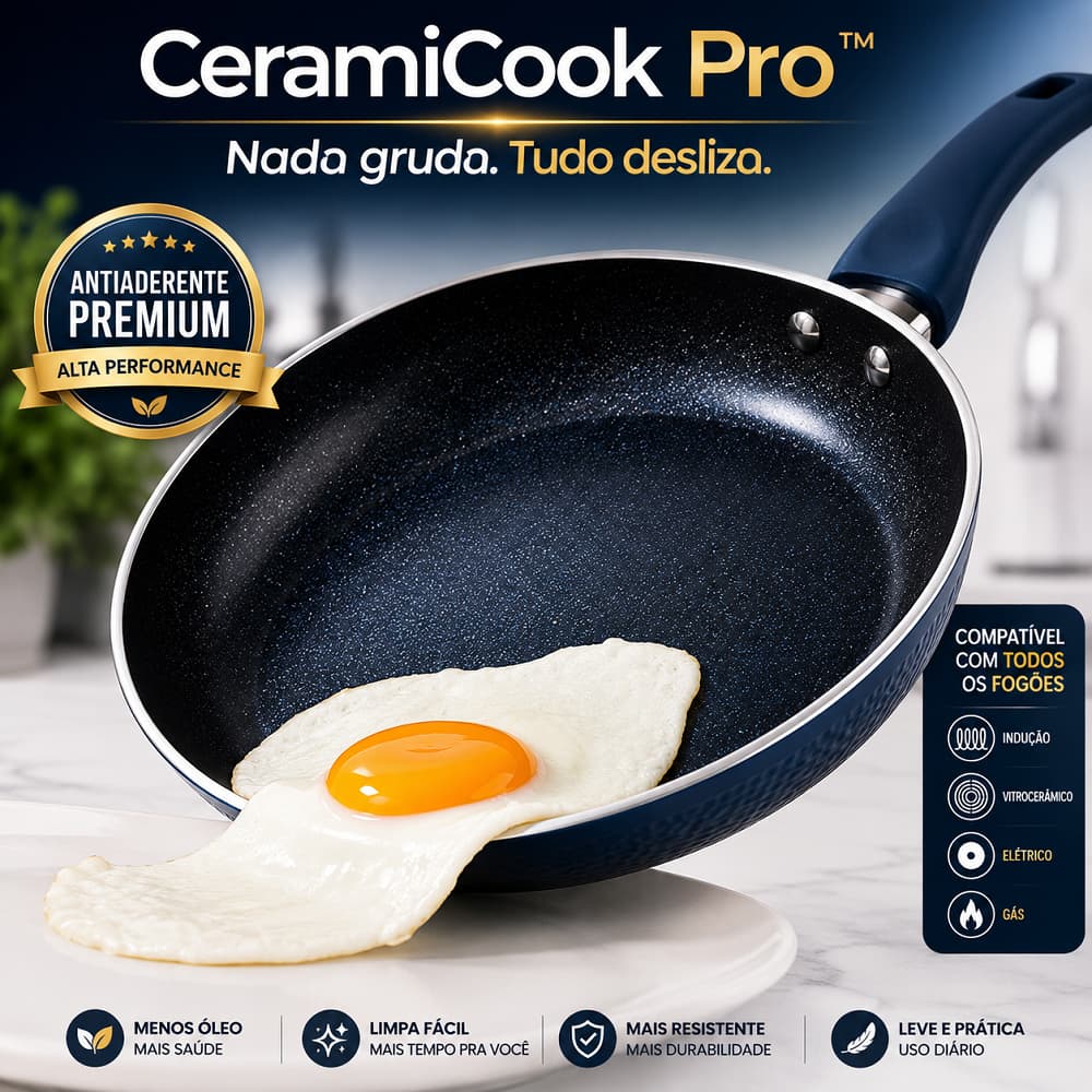 Frigideira Antiaderente Cerâmica Azul Alumínio 20 Cm