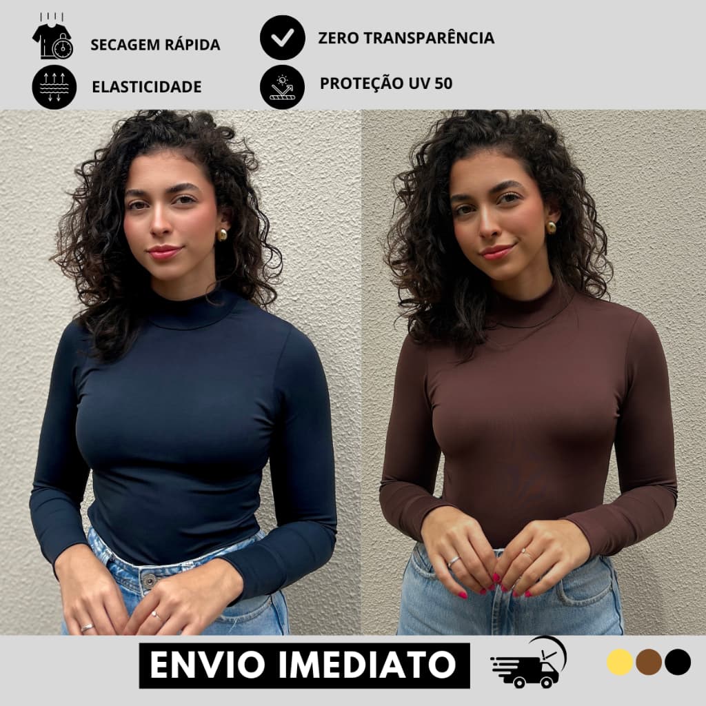 Kit 2 Blusa Manga Longa Ou 1 Blusa feminina Basica Segunda Pele Envio Rápido