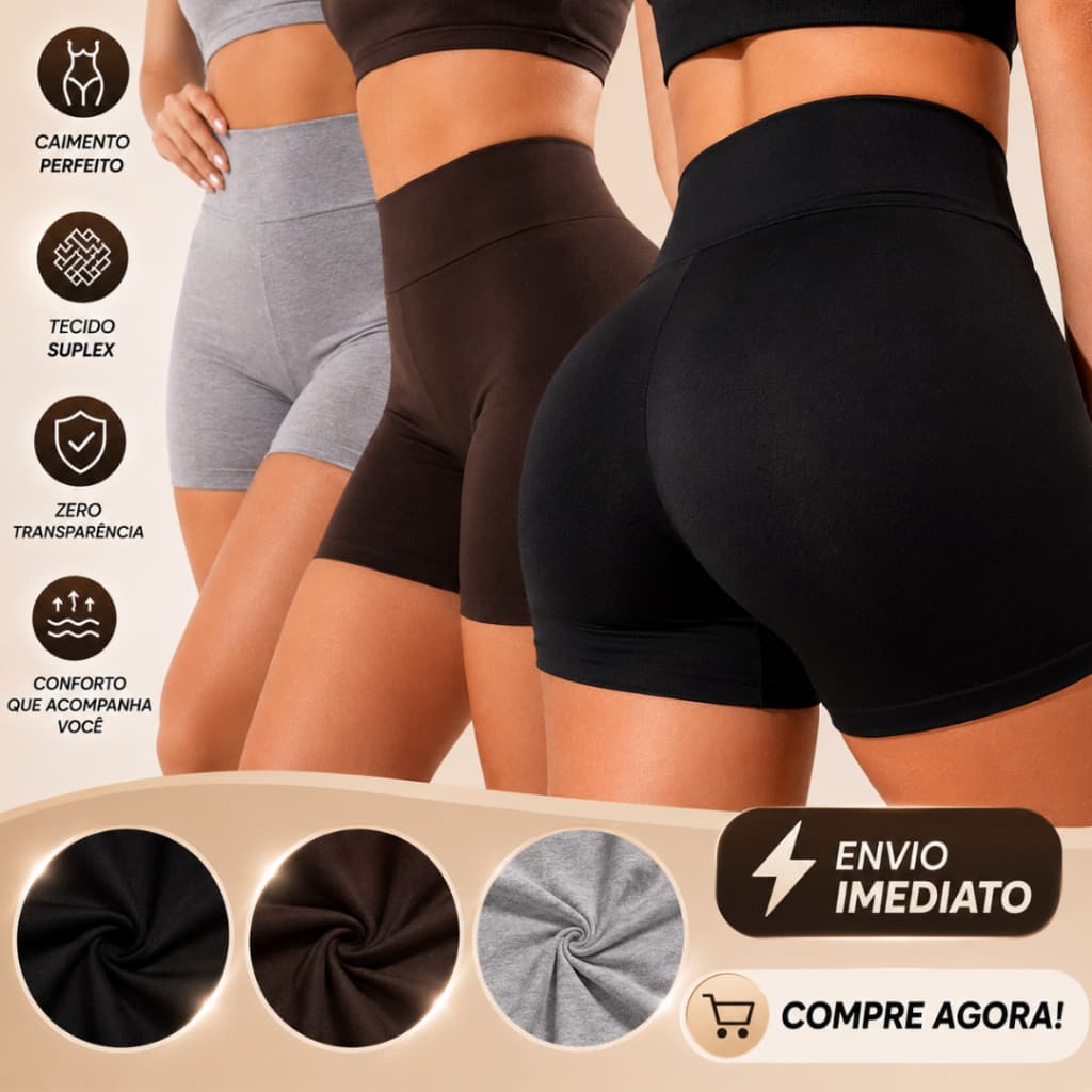 Shorts Suplex Legging Academia Cós Alto Zero Transparência Academia Secagem Rapida