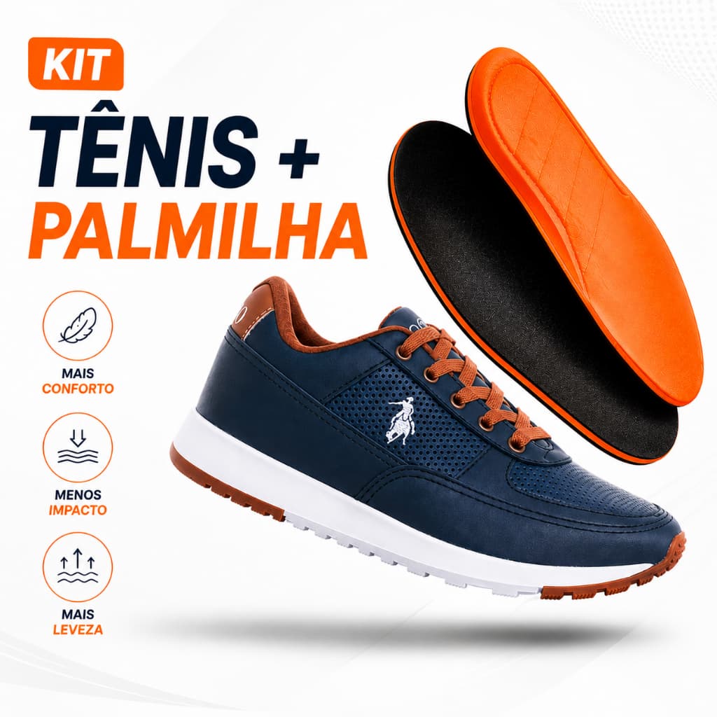 Kit Tênis Via Polo Casual Respirável Dia A Dia Palmilha Confortavel Ortopédica Anatômica