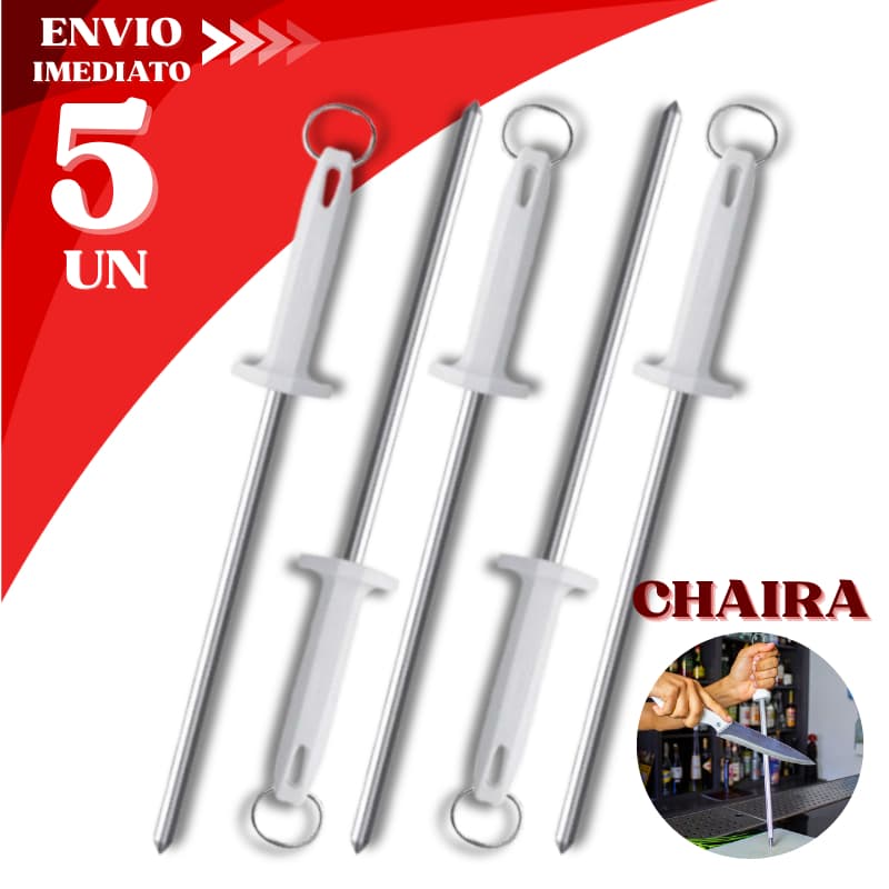 Jogo 5/3/2 Pçs Chaira 10" Amolador Afiador de Faca Grande Estriada Profissional Açougueiro Cozinha