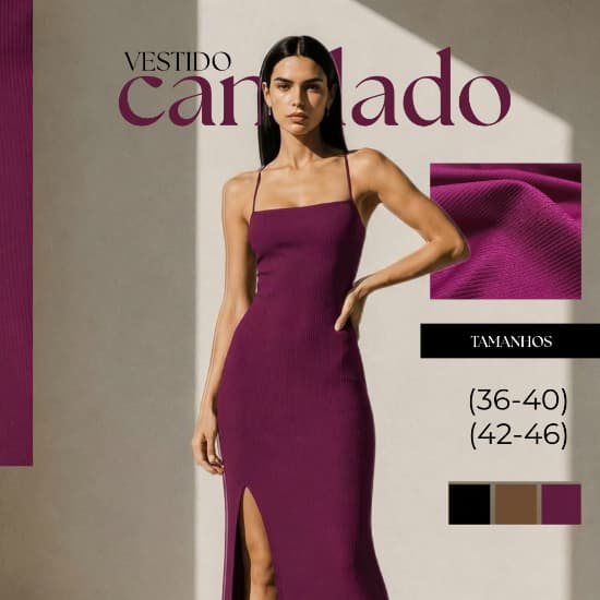 Vestido Feminino Com Bojo e Tecido Canelado Alcinha Longa Com Fenda De Amarração Trançada