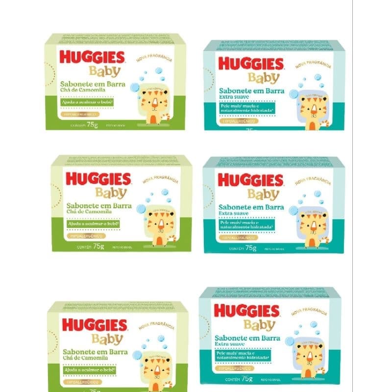 Sabonete Huggies 6 Unidades Camomila/Extra Suave 75g