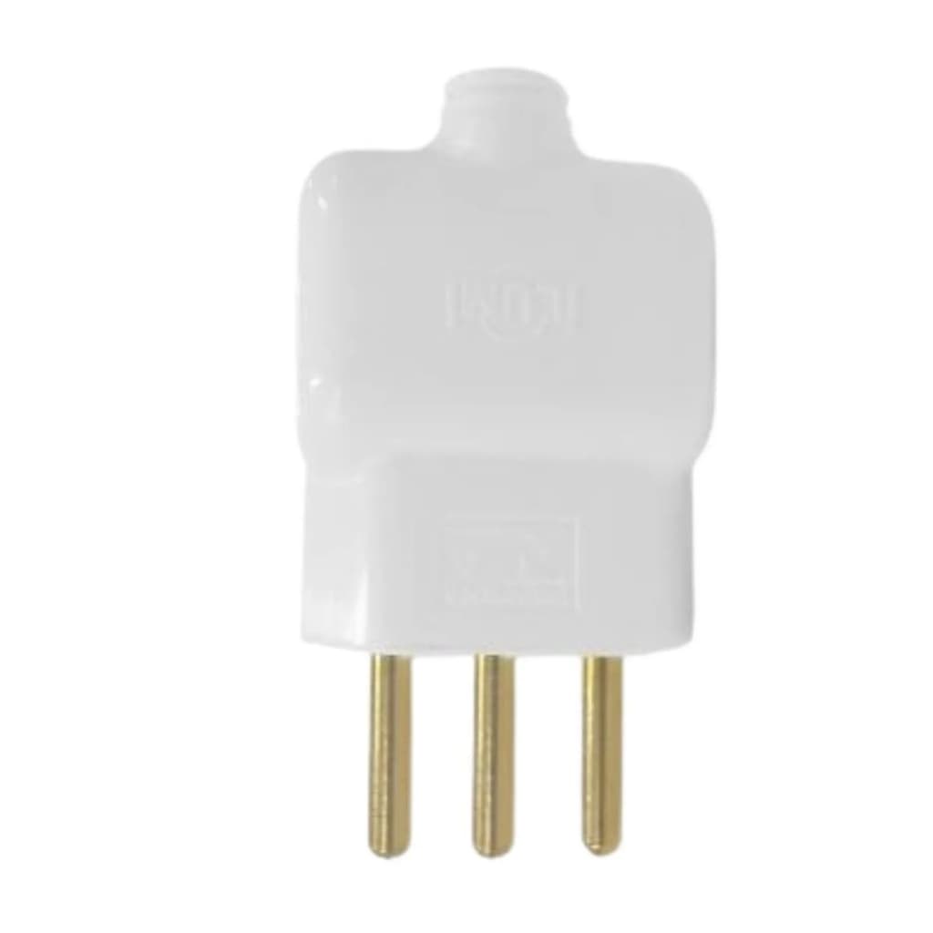 Plugue Pino Prensa Cabo Macho 3 Pinos 2P+T 10a Branco ILUMI