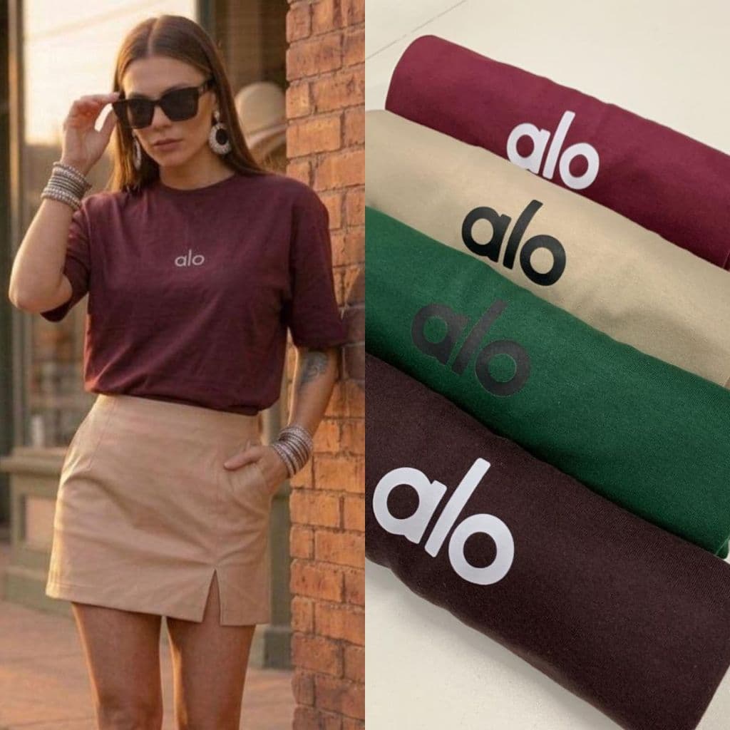 Blusa Feminina Grande Estampada alo Algodão Premium Gola Redonda Manga Curta Várias Cores Tendências