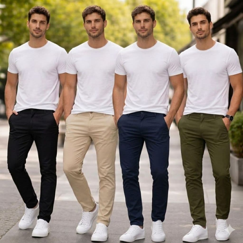 Kit 4 Calças Masculina Alfaiataria Social Sarja Lycra Colorida Preto Bege Marinho Verde Militar 38 ao 48 Alta Qualidade