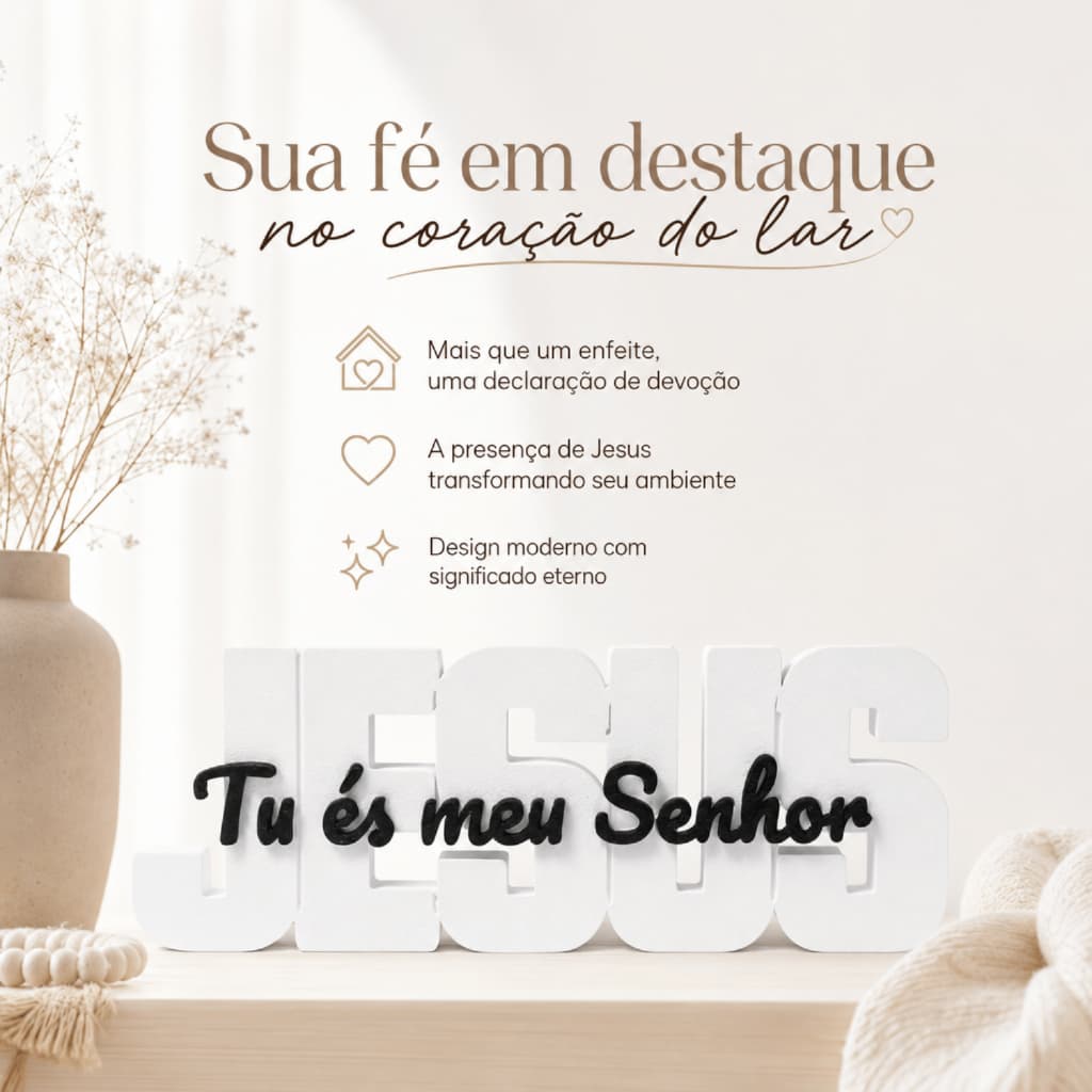 Decoração Frase Inspiradora Minimalista JESUS TU ÉS MEU SENHOR Presente Biblico Cristã dia dos pais