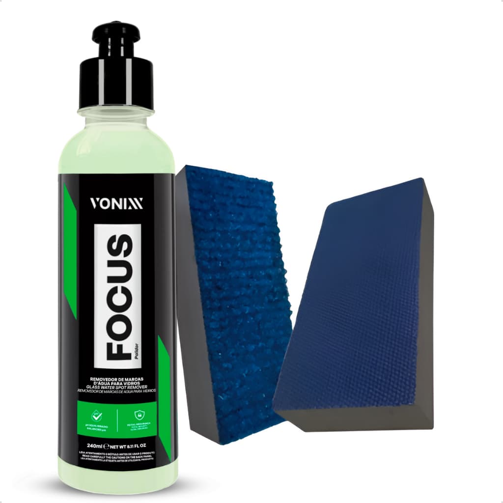 Kit Remove Manchas Vidros Focus 240ml Taco Carpete Lona Vonixx